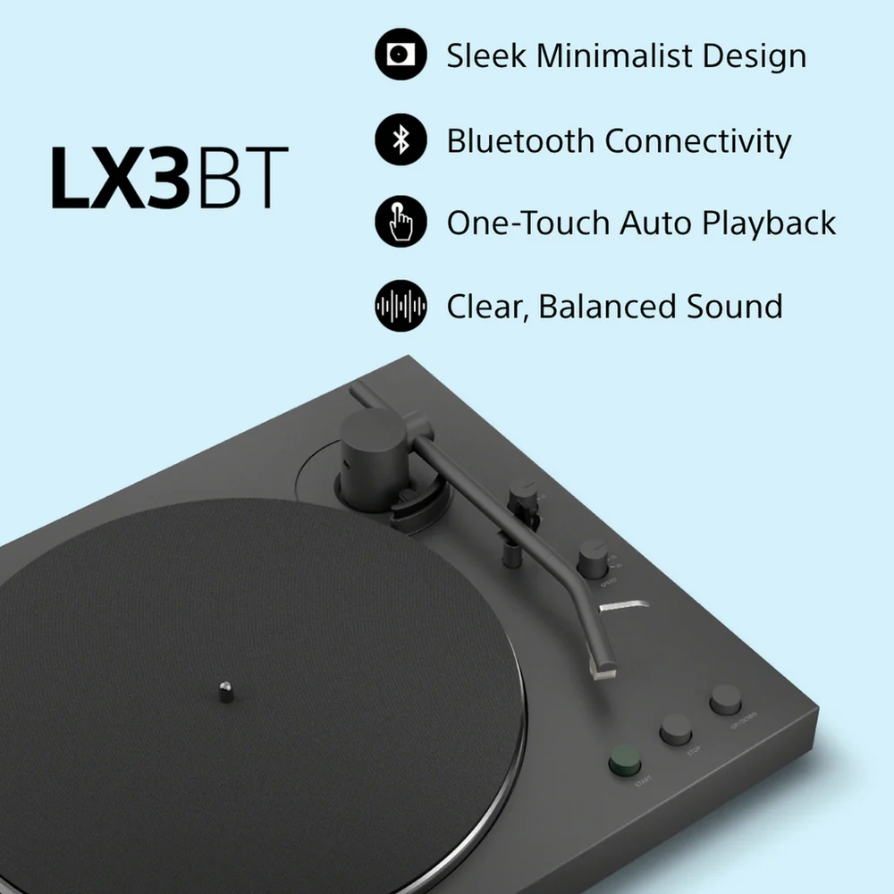 Sony PSLX3BT.CEK Belt Drive Wireless Bluetooth Turntable with Auto Playback Dark Grey - Image 2