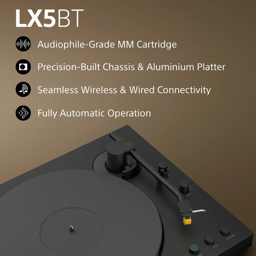 Sony PSLX5BT.CEK Fully Automatic Belt Drive Wireless Bluetooth Turntable with Auto Playback Pure Black - Image 2