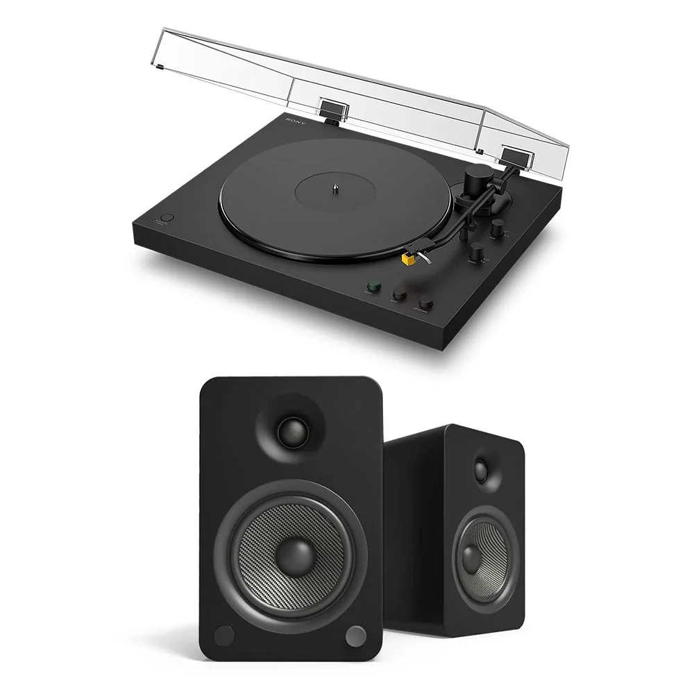 Sony PSLX5BT Fully Automatic Bluetooth Turntable With Kanto YU6 Powerd Bluetooth Speakers Pair Hi-Fi Package
