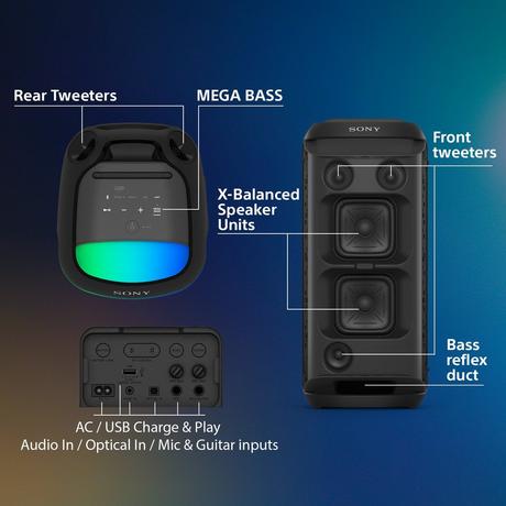Sony SRSXV800B Wireless Portable Speaker Black - Image 7