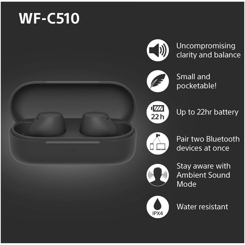 Sony WF-C510 True Wireless Bluetooth In Ear Headphones Black - Image 15