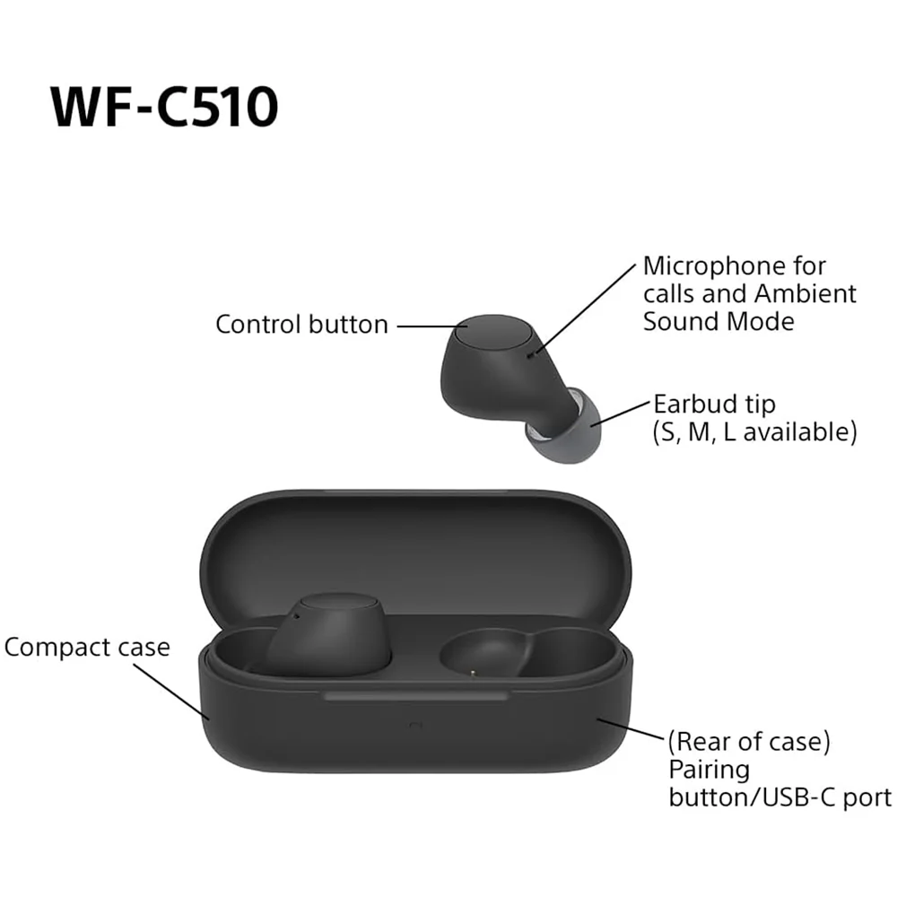 Sony WF-C510 True Wireless Bluetooth In Ear Headphones Black - Image 7
