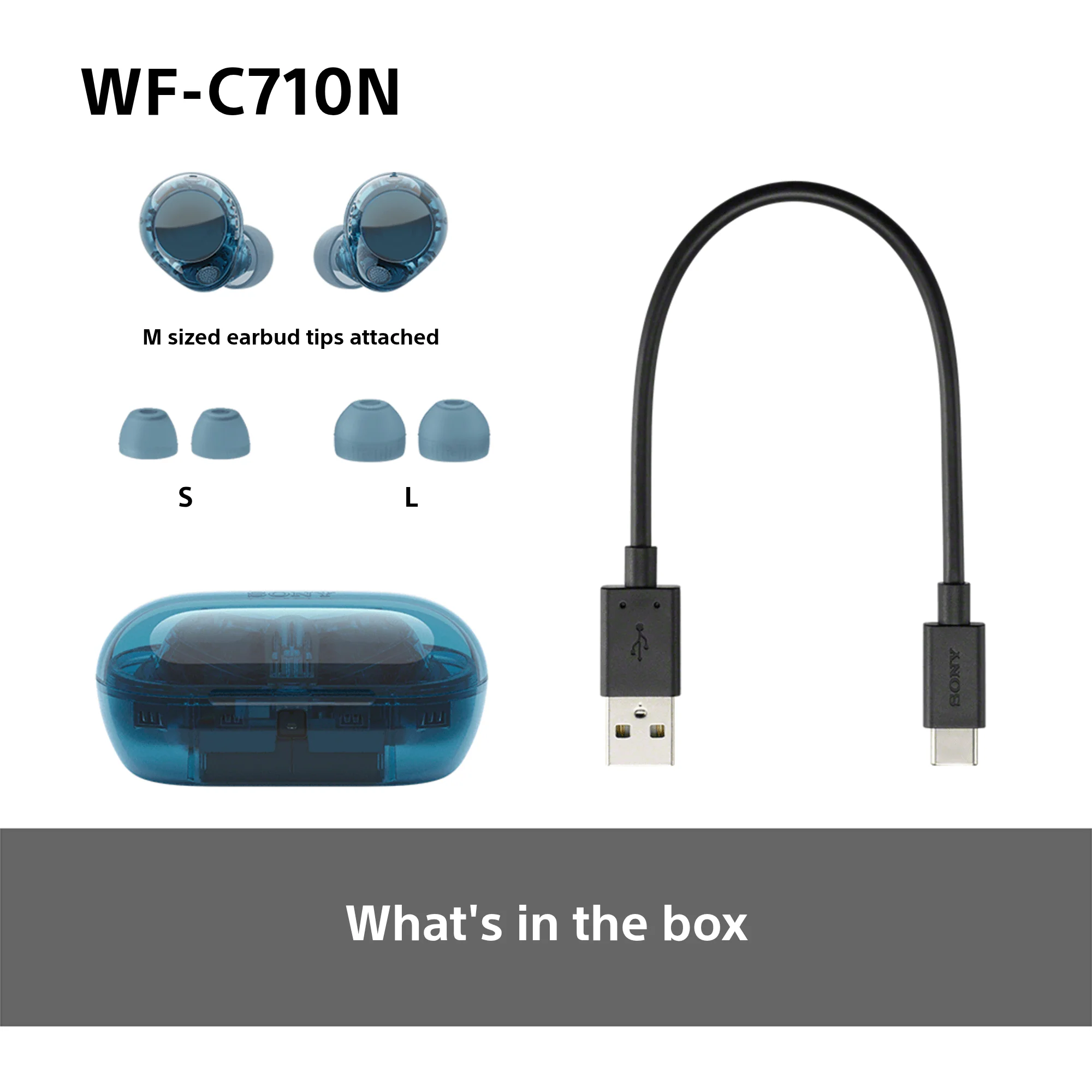 Sony WFC-710N Wireless Noise Cancelling Bluetooth Earbuds Glass Blue - Image 8