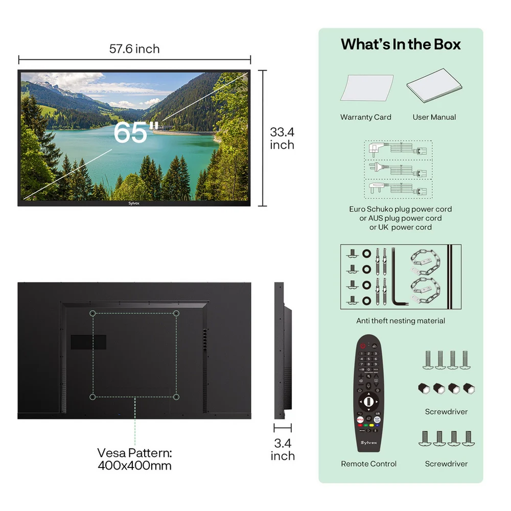 Sylvox OT65B1K4GC 65 Inch 4K Ultra HD LED Partial Sun Outdoor Smart TV - Image 10