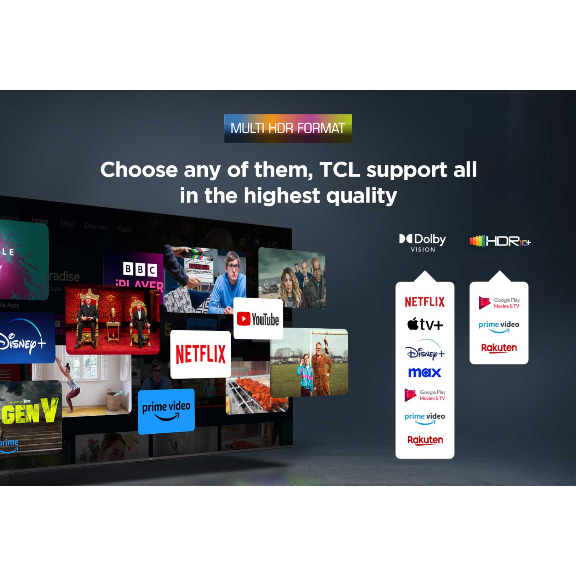 TCL 43P7K-UK 43 Inch P7K 4K QLED Ultra HD HDR Direct LED Smart Google TV - Image 7