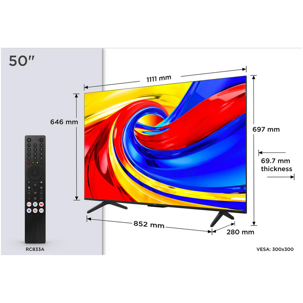 TCL 50P7L-UK 50 Inch P7L 4K Ultra HD HDR QLED Direct LED Smart Google TV 2026 - Image 7