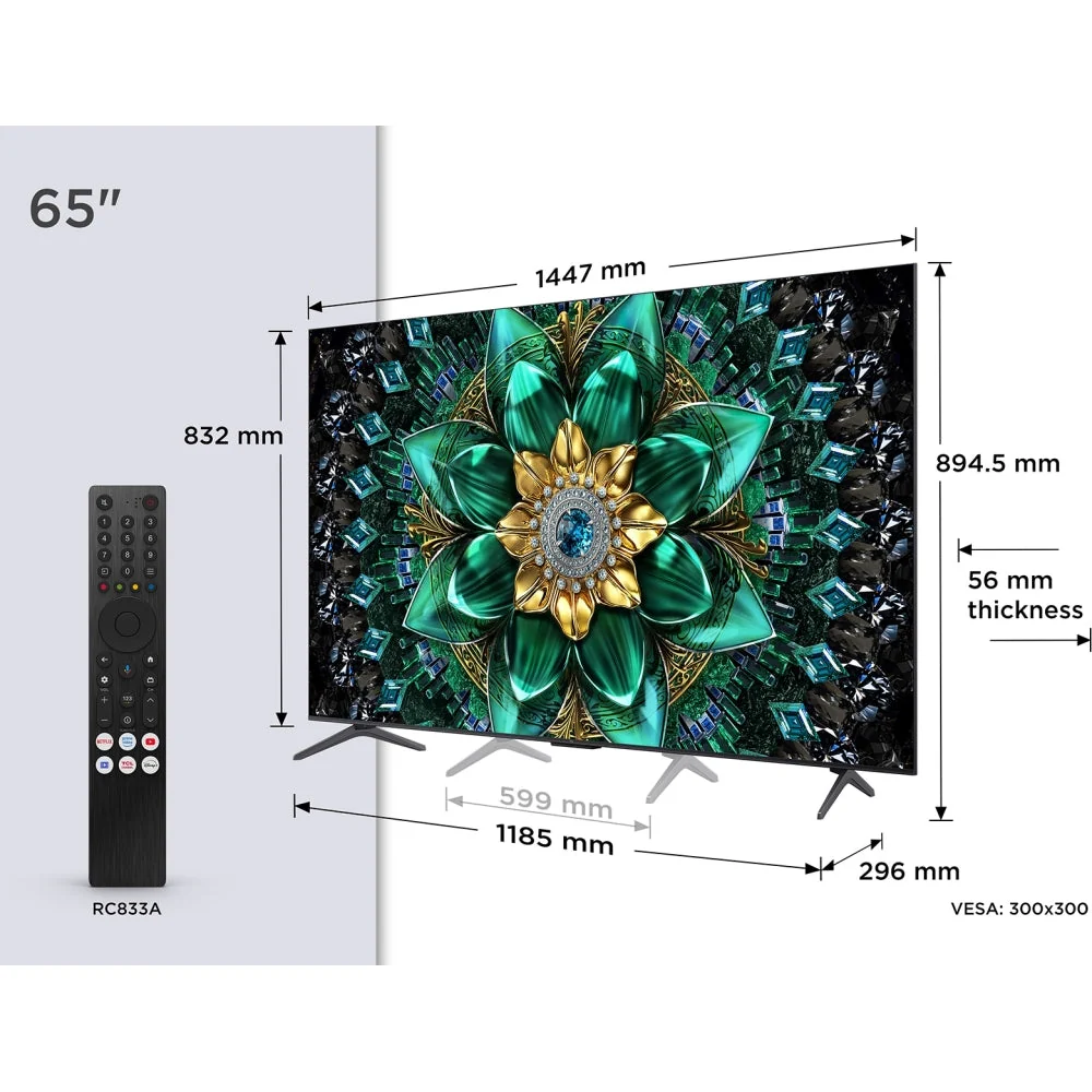 TCL 65Q6C-UK 65 Inch Q6C 4K Ultra HD HDR QD-Mini LED Smart Google TV - Image 2