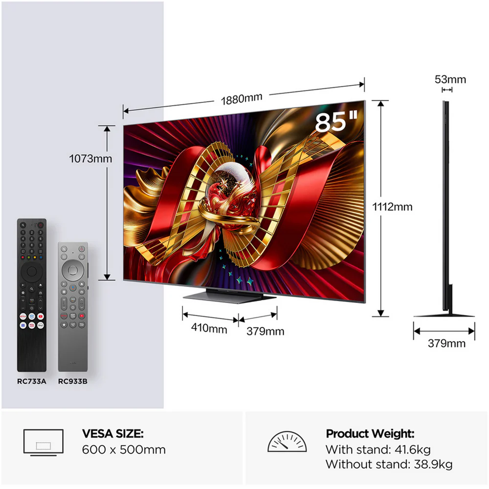 TCL 85C8L-UK 85 Inch C8L 4K Ultra HD HDR QD-Mini LED Smart Google TV 2026 - Image 2