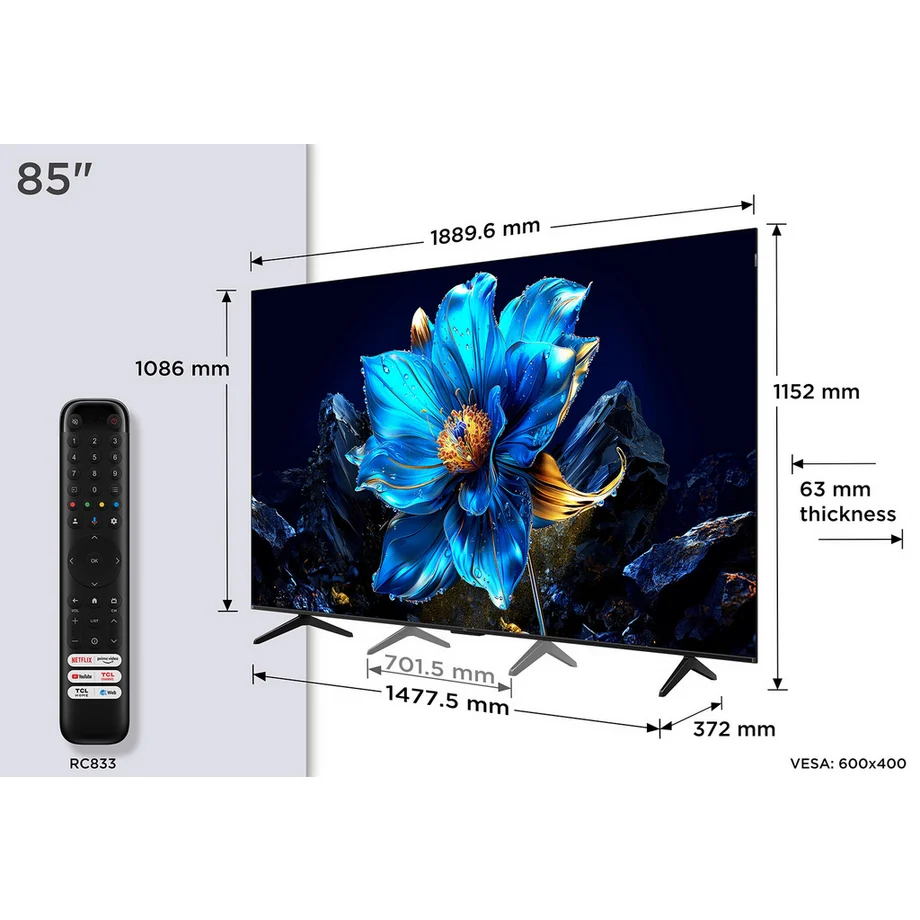 TCL 85P7K-UK 85 Inch P7K 4K QLED Ultra HD HDR Direct LED Smart Google TV - Image 5