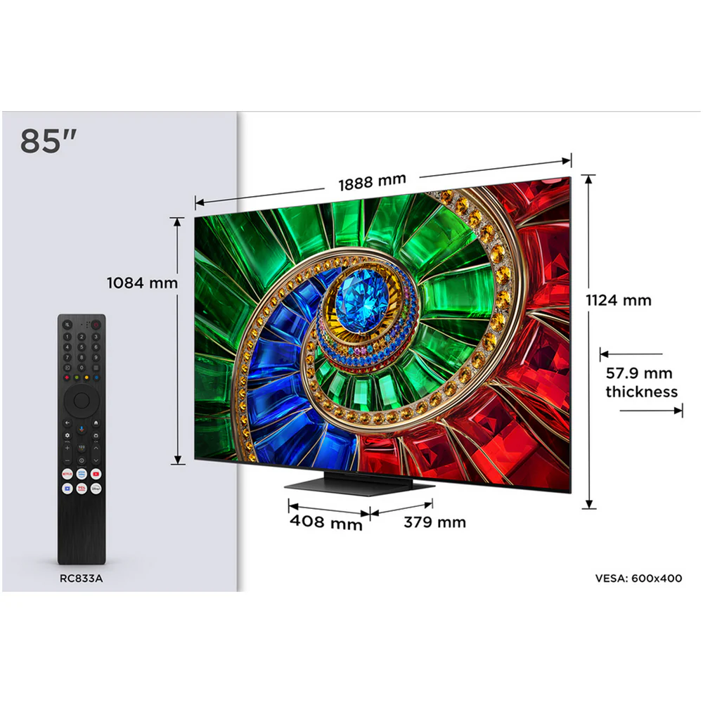 TCL 85RM7L-UK 85 Inch RM7L 4K Ultra HD HDR RGB Mini LED Smart Google TV 2026 - Image 2