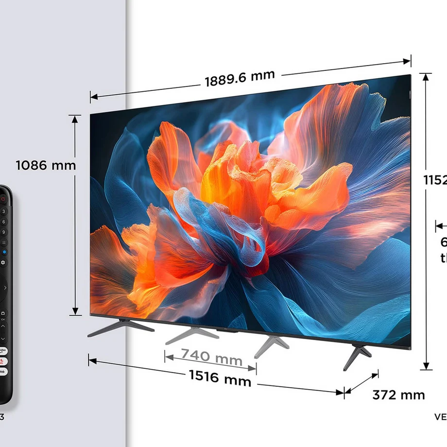 TCL 85T8C-UK 85 Inch T8C 4K QLED Ultra HD HDR Smart Google TV with 144Hz Motion Clarity Pro and Onkyo 2.1 sound - Image 2