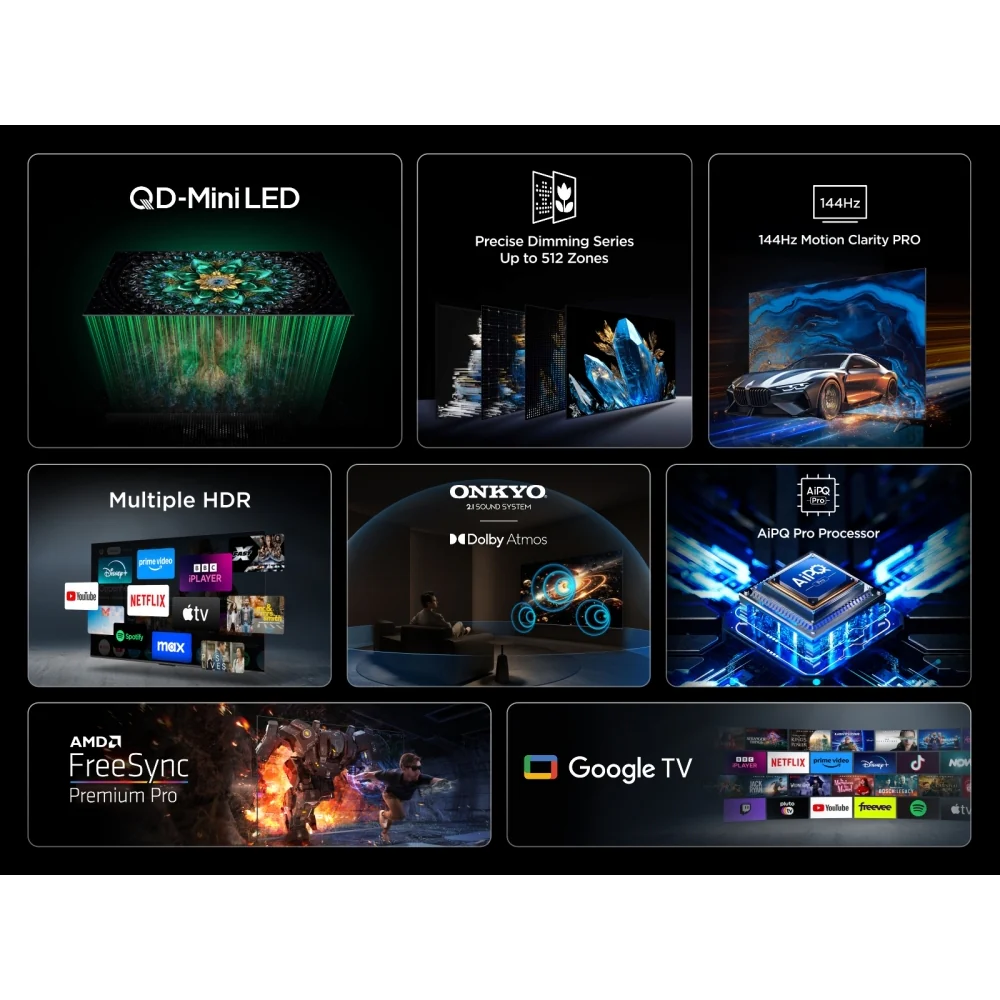 TCL 98Q6C-UK 98 Inch Q6C 4K Ultra HD HDR QD-Mini LED Smart Google TV - Image 4