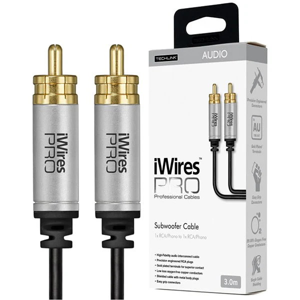 Techlink 711053 iWires PRO High-Fidelity Subwoofer Cable 1 RCA to 1 RCA - 3 metres - Image 3