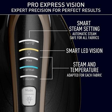 Tefal GV9820G0 Tefal Pro Express Vision Iron Black and Gold - Image 3