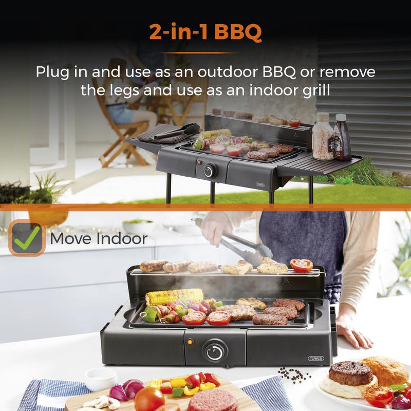 Tower T14049BMR Standing Electric BBQ Grill Black - Image 3