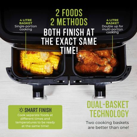 Tower T17151 Vortx Vizion 8L Digital Dual Basket Air Fryer Black - Image 3