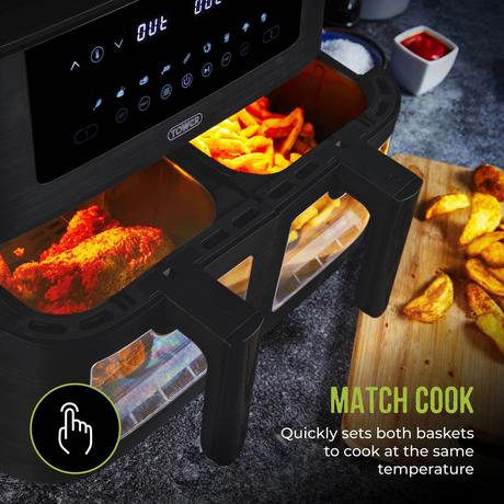 Tower T17151 Vortx Vizion 8L Digital Dual Basket Air Fryer Black - Image 5