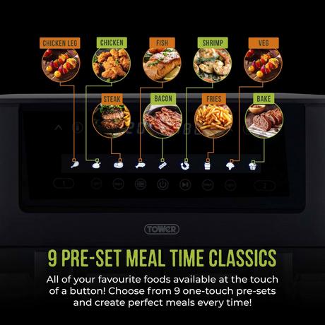 Tower T17151 Vortx Vizion 8L Digital Dual Basket Air Fryer Black - Image 6