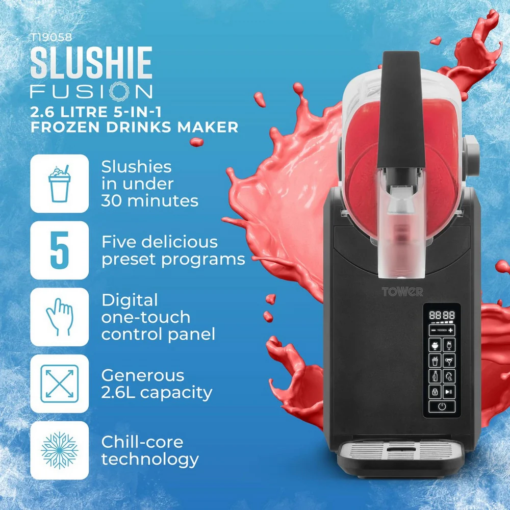 Tower T19058 Slushie Fusion 2.6 Litre 5-in-1 Frozen Drinks Maker - Black - Image 2
