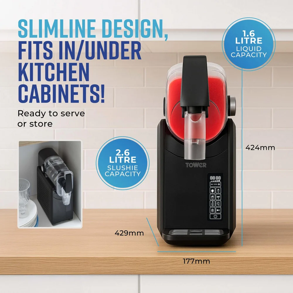 Tower T19058 Slushie Fusion 2.6 Litre 5-in-1 Frozen Drinks Maker - Black - Image 6
