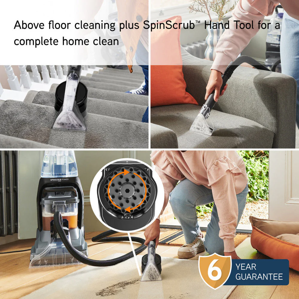 Vax CDCW-SSXA SpinScrub Power Plus Upright Carpet Cleaner Grey and Navy Blue - Image 5