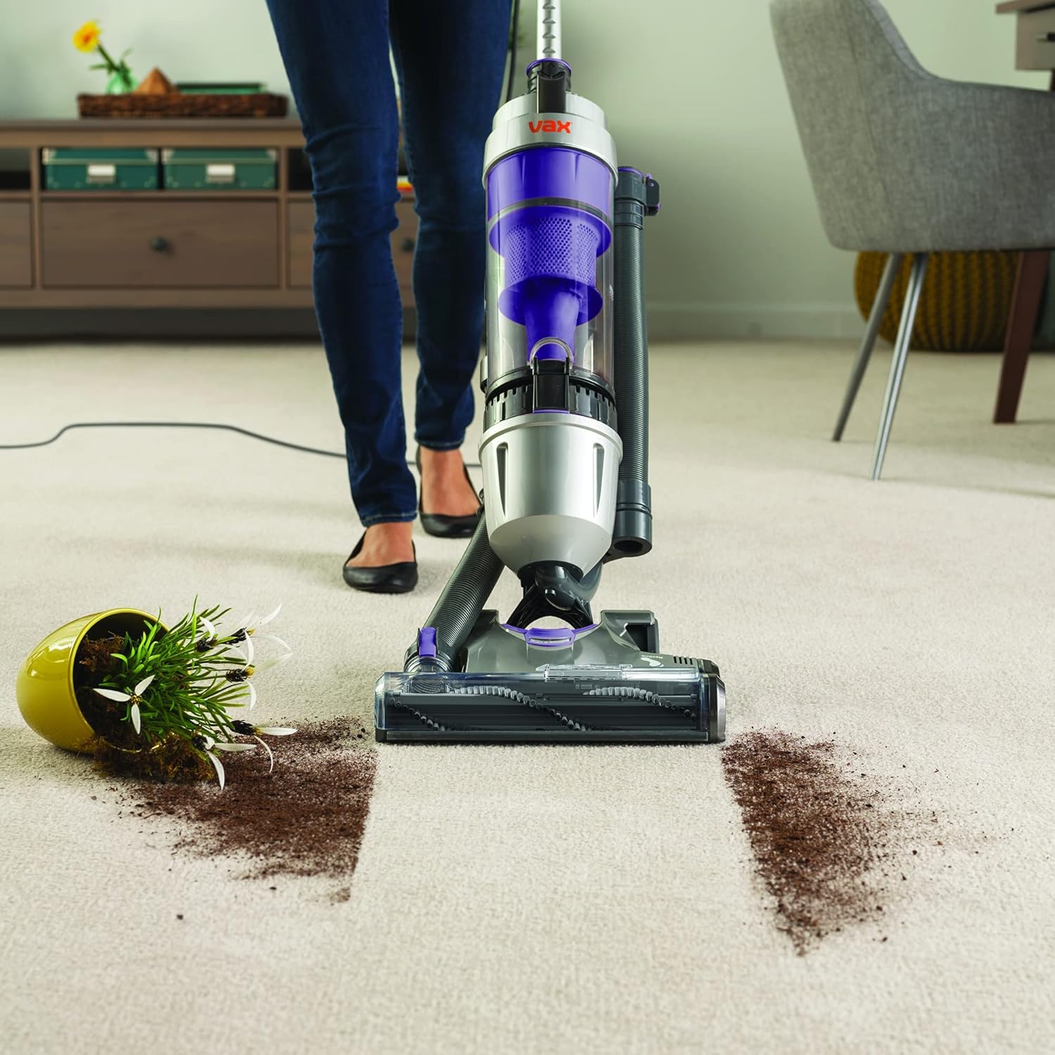 Vax U85-AS-PME Air Stretch Pet Max Upright Bagless Vacuum Cleaner Silver and Purple - Image 8