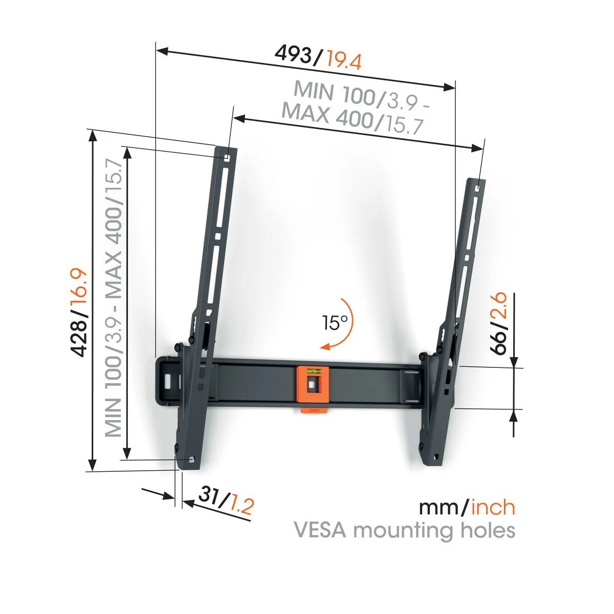 Vogels Quick TVM 1415 Tilting TV Wall Mount for TVs from 32 to 65 inches - Image 2