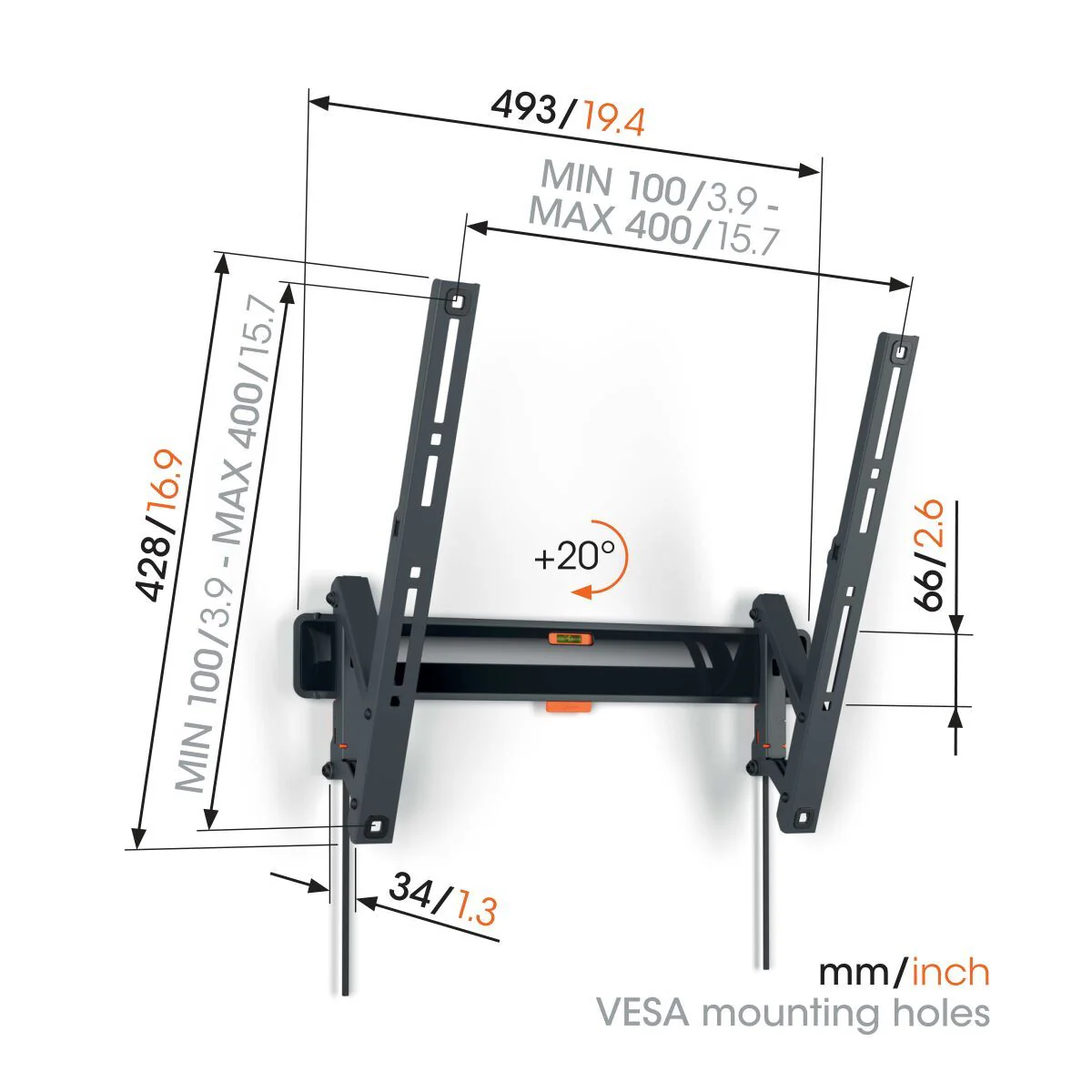Vogels Comfort TVM 3415 Tilting TV Wall Mount for TVs from 32 to 65 inches - Image 2