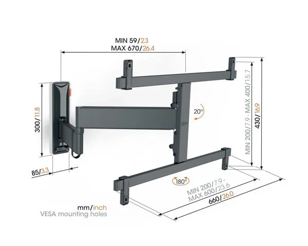 Vogels Comfort TVM 3665 Full-Motion TV Wall Mount Ideal for OLED TVs from 40 to 77 inches - Image 3