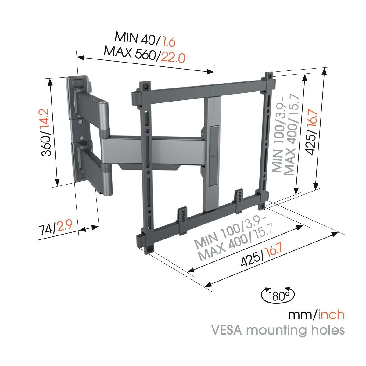 Vogels ELITE TVM 5445 Full-Motion TV Wall Mount black - Image 4