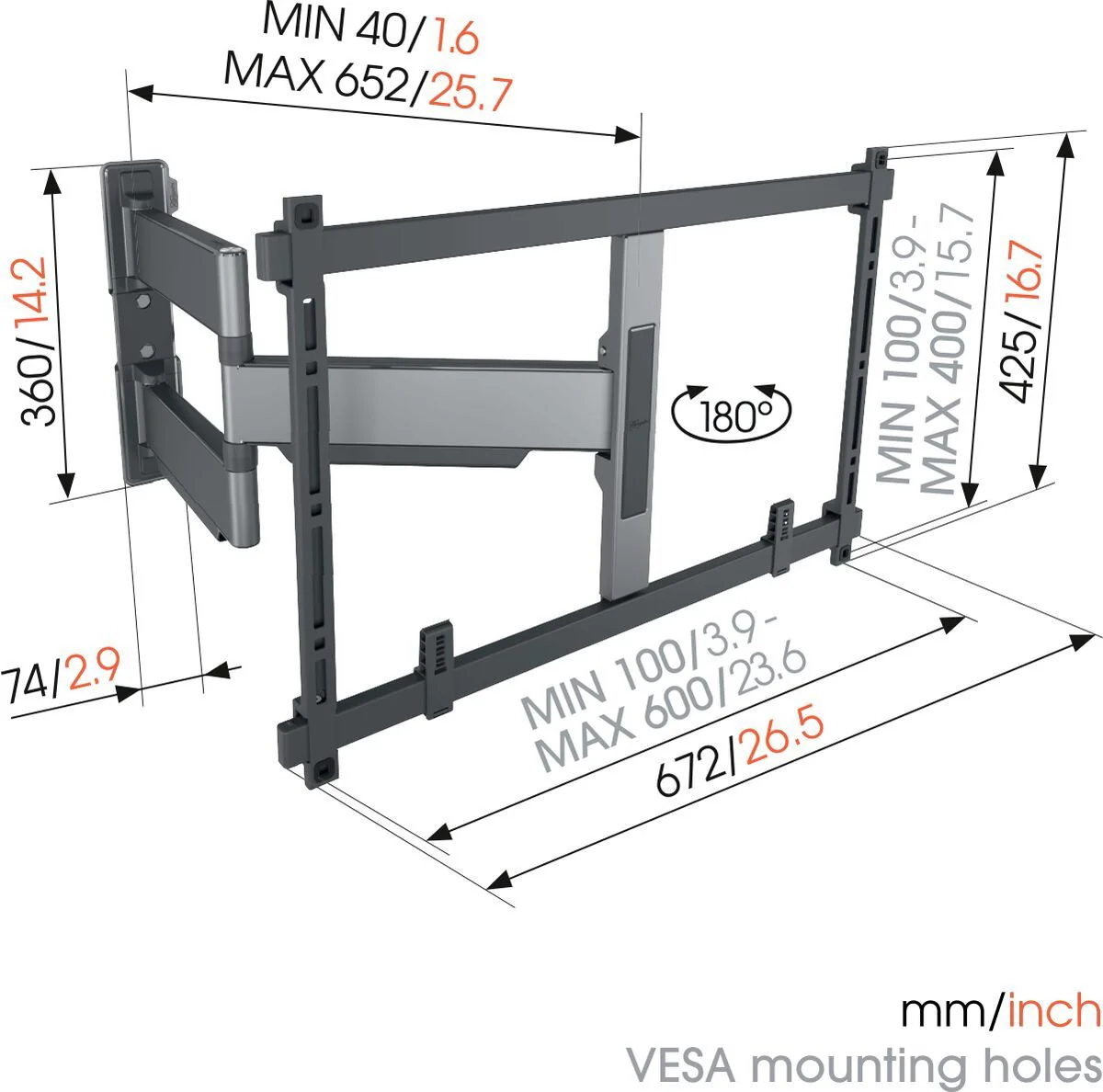 Vogels Elite TVM 5645 Full-Motion TV Wall Mount Black - Image 9