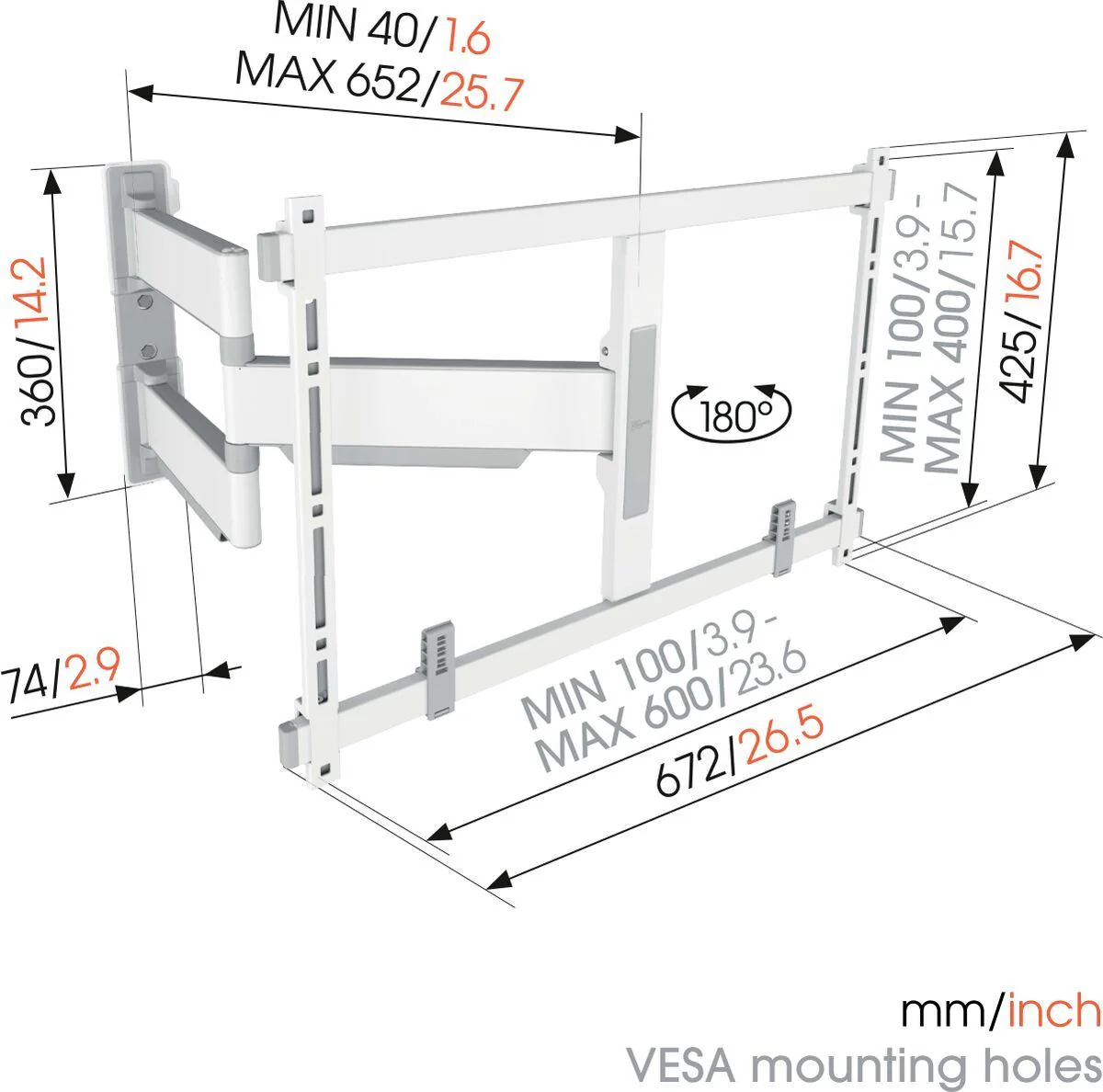 Vogels Elite TVM 5645 Full-Motion TV Wall Mount White - Image 12