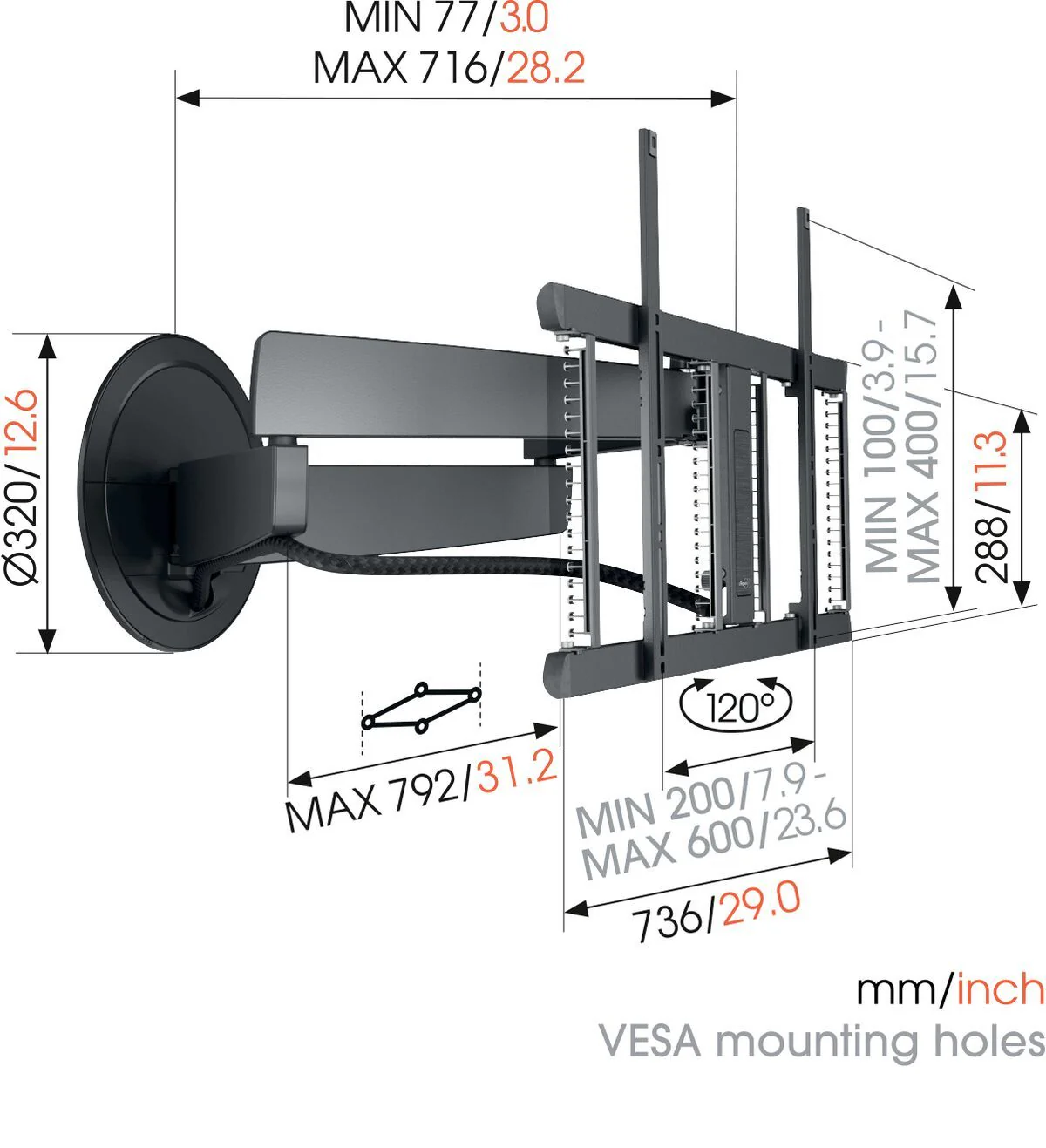Vogels TVM 7675 Motorized TV Wall Mount Black - Image 4