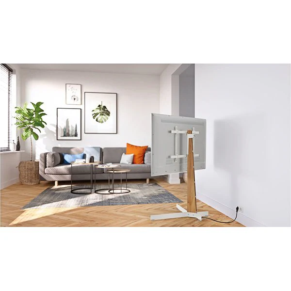 Vogels Comfort TVS 3695 Comfort Series Display Floor Stand 40-77 inch Stand Turn - Oak & White Steel - Image 4