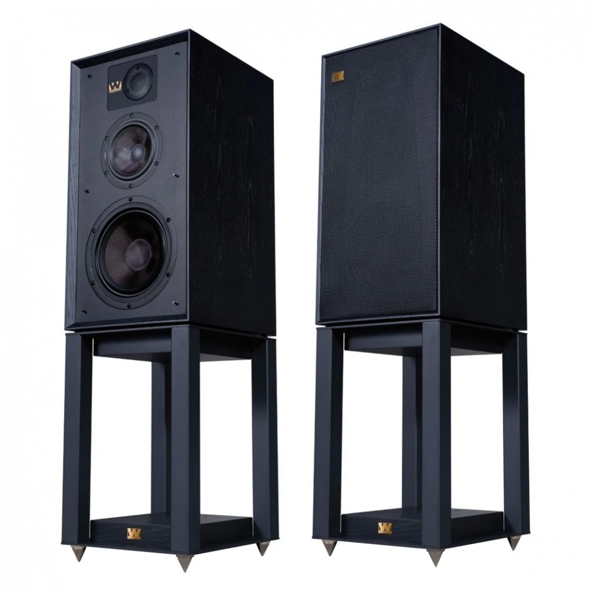 Wharfedale Linton Heritage Standmount Speakers with Matching Stands - Black Oak