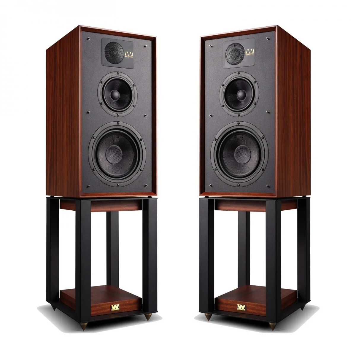 Wharfedale Linton Heritage Standmount Speakers with Matching Stands - Mahogany