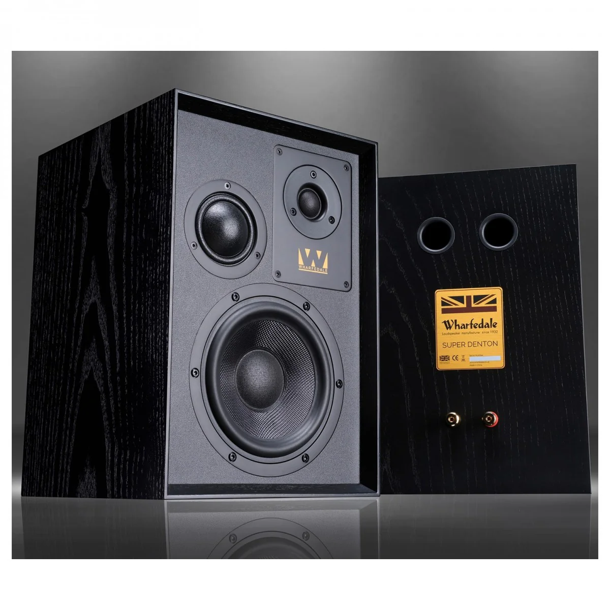 Wharfedale Super Denton Heritage Standmount Bookshelf Speakers Pair - Black Oak - Image 7
