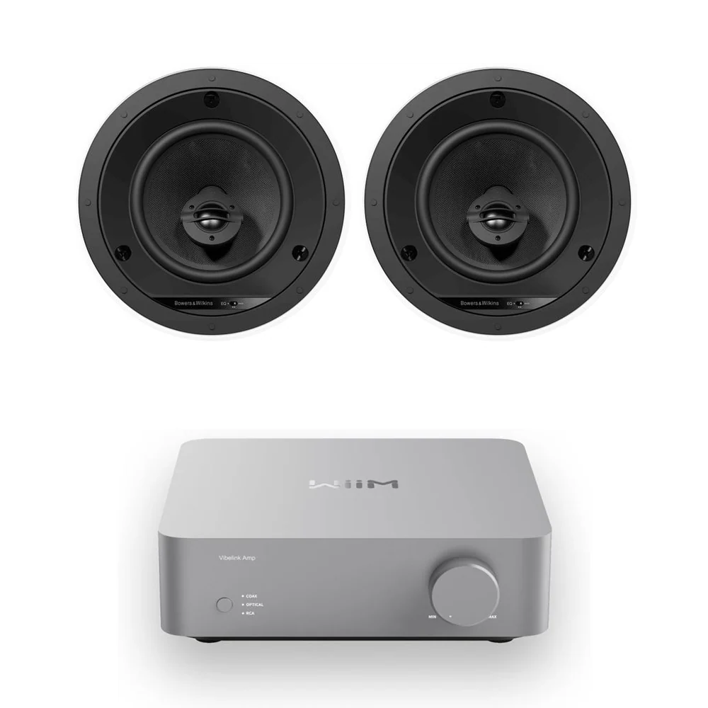 Wiim Vibelink Stereo Amplifier Silver with Bowers & Wilkins CCM664 Ceiling Speakers Pair Bundle